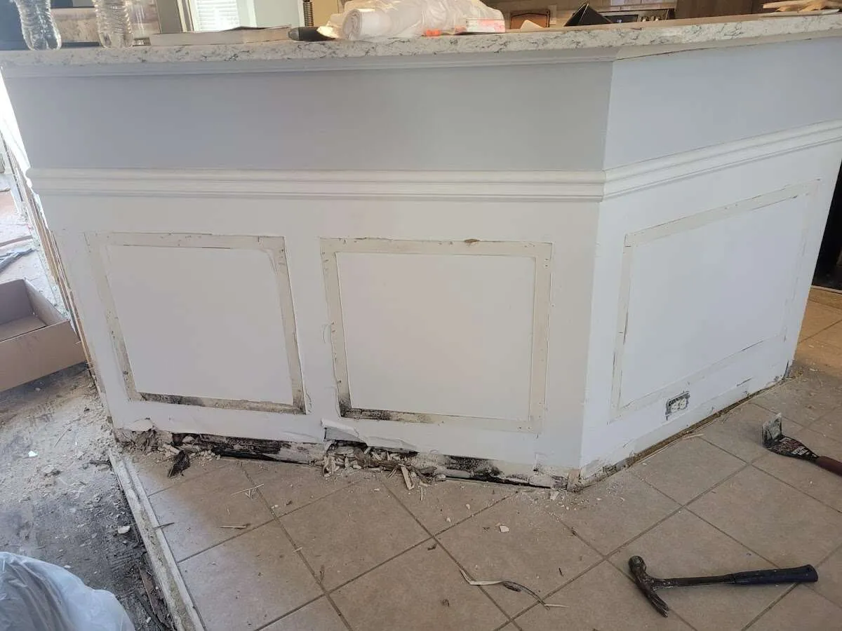 Water damage and mold on kitchen during Mold Inspection & Testing in North Londonderry